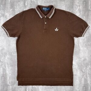 Vintage Polo Ralph Lauren Shirt Mens Large Brown RPL Crest Logo Short Sleeve 90s